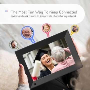 NexFoto Digital Picture Frame 32GB WiFi, Digital Photo Frame 1280x800 IPS Touch Screen, Motion Sensor, Auto-Rotate, Easy to Share Photos Video via App and Email Anywhere, Gift for Grandparents