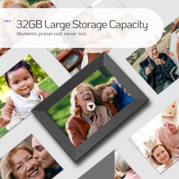 NexFoto Digital Picture Frame 32GB WiFi, Digital Photo Frame 1280x800 IPS Touch Screen, Motion Sensor, Auto-Rotate, Easy to Share Photos Video via App and Email Anywhere, Gift for Grandparents