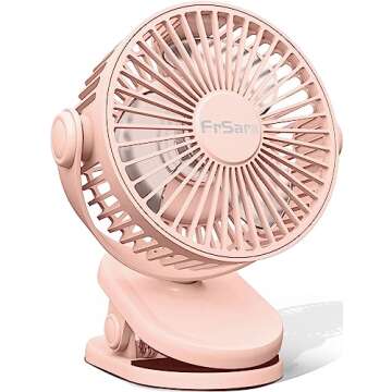 FrSara Portable Clip on Fan - 3 Speed Battery Operated for Home, Office, and Travel