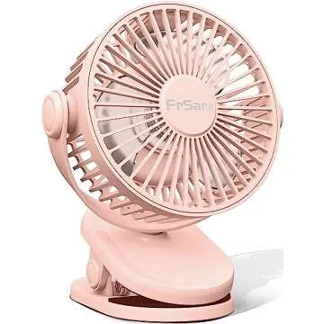 FrSara Portable Clip on Fan - 3 Speed Battery Operated for Home, Office, and Travel