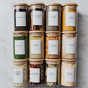 12 Bamboo Spice Jars with Airtight Lids for Kitchen Organization
