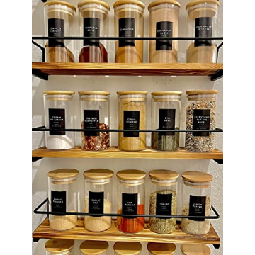 12 Bamboo Spice Jars with Airtight Lids for Kitchen Organization