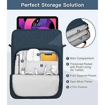 MoKo 9-11 Inch Tablet Sleeve Bag for iPad Pro and Galaxy Tab