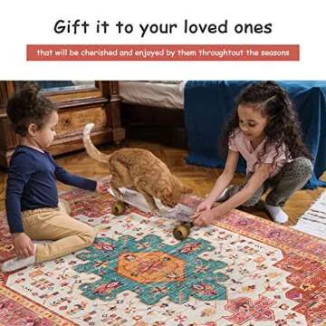 Moynesa Ultra-Thin Pink Area Rug for Living Room and Bedroom