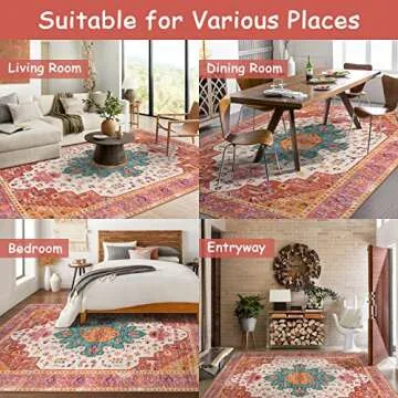 Moynesa Ultra-Thin Pink Area Rug for Living Room and Bedroom