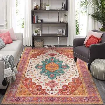 Moynesa Ultra-Thin Pink Area Rug for Living Room and Bedroom