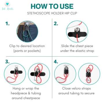 Stethoscope Holder Hip Clip - Leather Case for Nurses & Doctors