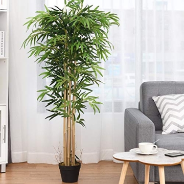 BestComfort 5 Feet Artificial Bamboo Silk Tree, Decorative Indoor House Fake Plant, Artificial Leafy...