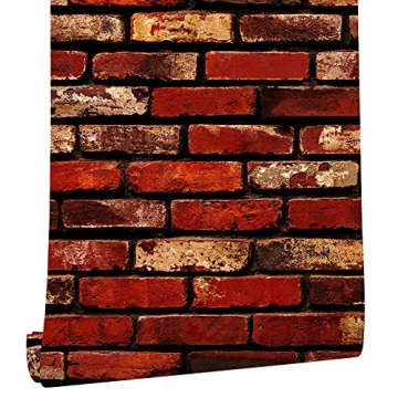 MelunMer Red Brick Peel and Stick Waterproof Wallpaper - Easy DIY Decor