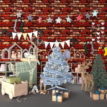 MelunMer Red Brick Peel and Stick Waterproof Wallpaper