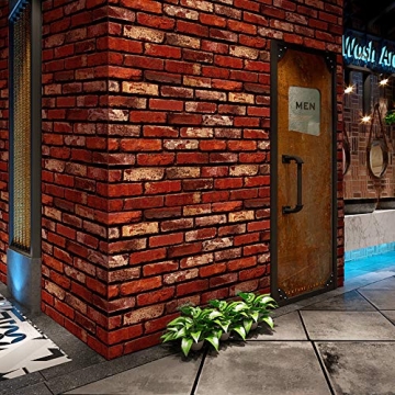 MelunMer Red Brick Peel and Stick Waterproof Wallpaper