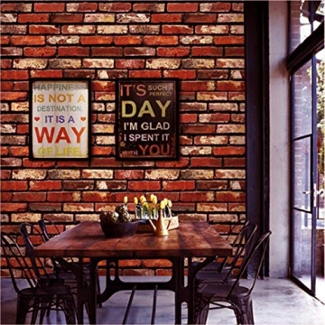 MelunMer Red Brick Peel and Stick Waterproof Wallpaper
