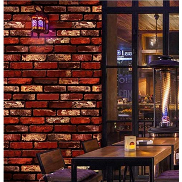 MelunMer Red Brick Peel and Stick Waterproof Wallpaper