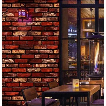 MelunMer Red Brick Peel and Stick Waterproof Wallpaper