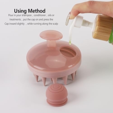 BTYMS Hair Scalp Scrubber Shampoo Brush with Dispenser, Silicone Head Scrubber Scalp Massager Hair Washing Brush Exfoliating Brush for Dandruff Removal
