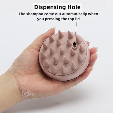 BTYMS Hair Scalp Scrubber Shampoo Brush with Dispenser, Silicone Head Scrubber Scalp Massager Hair Washing Brush Exfoliating Brush for Dandruff Removal