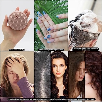 BTYMS Hair Scalp Scrubber Shampoo Brush with Dispenser, Silicone Head Scrubber Scalp Massager Hair Washing Brush Exfoliating Brush for Dandruff Removal