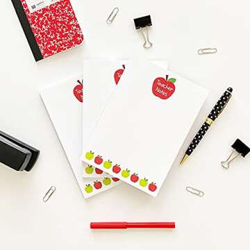 Tiny Expressions Teacher Apple Notepad | 50 Sheets of Premium Paper | Bulk Teacher Gifts