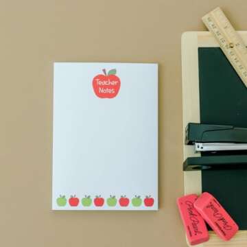 Tiny Expressions Teacher Apple Notepad | 50 Sheets of Premium Paper | Bulk Teacher Gifts