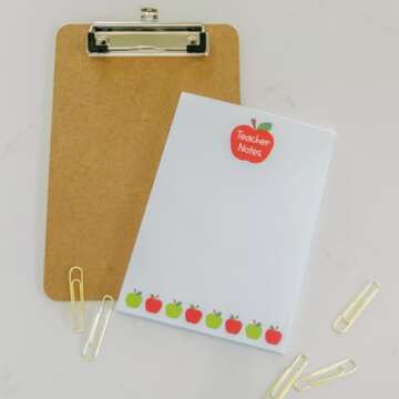 Tiny Expressions Teacher Apple Notepad | 50 Sheets of Premium Paper | Bulk Teacher Gifts