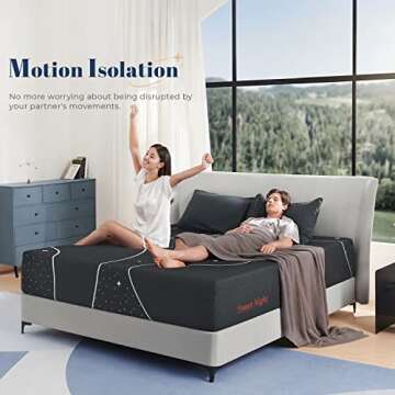 Sweetnight King Mattress, 12 Inch Gel Memory Foam Mattress in a Box, Plush Comfort King Size Mattress for Motion Isolation & Pressure Relief, Gray, Starry Night