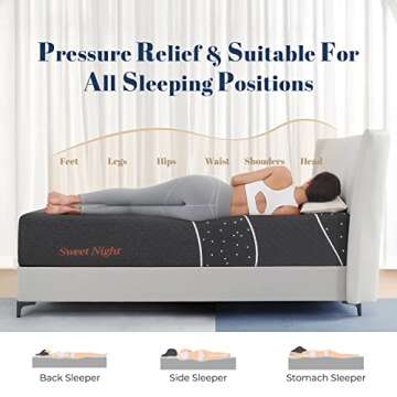 Sweetnight King Mattress, 12 Inch Gel Memory Foam Mattress in a Box, Plush Comfort King Size Mattress for Motion Isolation & Pressure Relief, Gray, Starry Night