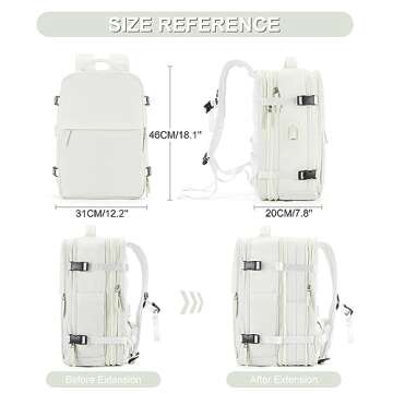 coofay Extra Large Backpack For Traveling On Airplane Carry On Backpack Flight Approved Personal Item Travel Backpack For Women Men Airline Approved Gym Bag With Shoe Compartment Weekender Hiking Bag