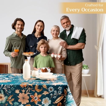 Maison d'Hermine Table Cloth Rectangle Table 100% Cotton Elegant Designs for Fall & Holiday Dining C...