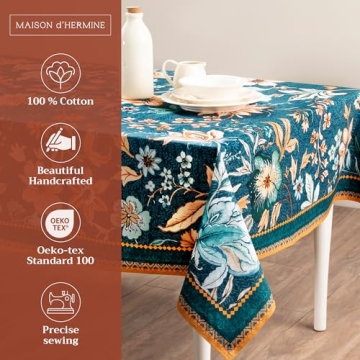 Maison d'Hermine Dark Teal Tablecloth - Elegant & Versatile