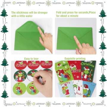 RINOLY Set of 30 Boxed Christmas Cards with Envelopes and Stickers, 6 Assorted Designs - Holiday Greeting Cards Bulk 4x6 inch