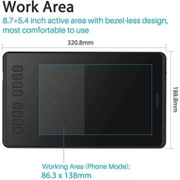 HUION Inspiroy H950P Graphics Drawing Tablet with Tilt Response Battery-Free Stylus and 8192 Pen Pressure for Mac, Windows and Android, Pen Tablet with Carrying Bag