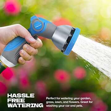 VYRL Garden Hose Nozzle Sprayer, ABS Water Hose Nozzle with Heavy Duty 10 Adjustable Watering Patterns, Thumb Control - Anti Slip Hose Sprayer Nozzles for Plants, Lawn, Washing Car & Pets.