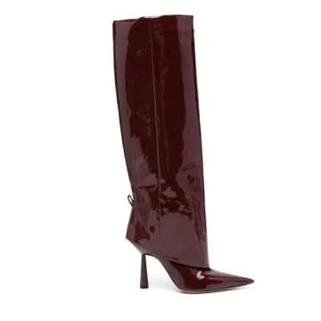 Goolita Fold Over Boots For Women, Pointed Toe Stiletto Heel Knee High Boots Fashion Comfortable Slip On Tall Boots