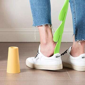 Shoe Sliders Cactus Shoe Horn - Cute Cactus Shoe Horn, Stands Up - Shoe Helper, Shoe Spoon - Saguaro Cactus Plant 20" Long Shoe Horn - WITH STAND