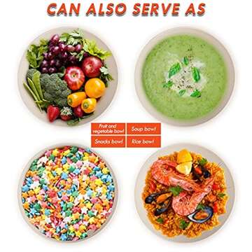 ShineMe Large Salad Bowl with Lid, Bamboo Fiber Salad Serving Bowl Set with Utensils, 9.8inches Mixing Bowl with Servers, Solid Big Bowl for Salad, Popcorn, Fruits, Vegetable, and Decoration(White)