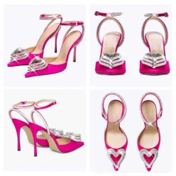 Stylish EQAUDES Stiletto Heels with Rhinestones and Hearts