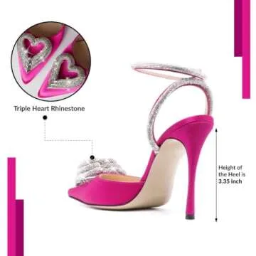 Stylish EQAUDES Stiletto Heels with Rhinestones and Hearts