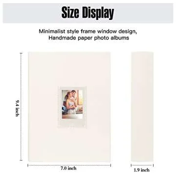 Veicevol Photo Album with Writing Space for Fujifilm Instax Mini 12 11 9 40 90 8 7 Evo Liplay Instant Camera, 128 Pockets Photo Album for Polaroid, Leather Cover Handmade Paper 2x3 Photo Album (White)