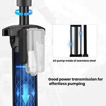 Hycline Bike Floor Pump 160 PSI High Pressure with Gauge