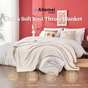 Ailemei Direct Knit Throw Blanket for Bed, Soft Thin Blankets for Sofa, Couch, Camping, Office Chair...