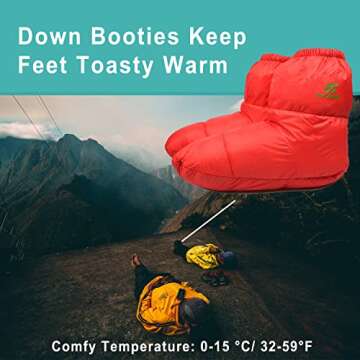 RANDDER Down Booties Warm Socks for Men & Women - Ultralight Sleeping Sock for Camp, Backpacking - S...