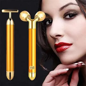 2-in-1 Golden Facial Massager Set for Radiant Skin