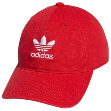 adidas Originals Men's Relaxed Fit Strapback Hat, Vivid Red/White, One Size