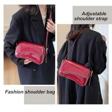 Trendy Y2K Red Shoulder Bag with Adjustable Straps