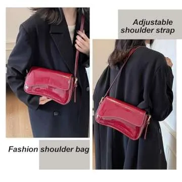 Trendy Y2K Red Shoulder Bag with Adjustable Straps