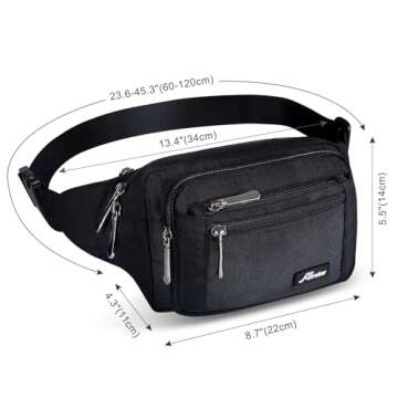 Waist Pack Bag Fanny Pack for Men&Women Hip Bum Bag with Adjustable Strap for Outdoors Workout Traveling Casual Running Hiking Cycling (New Black)