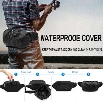 Waist Pack Bag Fanny Pack for Men&Women Hip Bum Bag with Adjustable Strap for Outdoors Workout Traveling Casual Running Hiking Cycling (New Black)