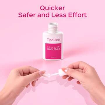 TIPHULAN 7ml Brush On Nail Glue for Press On, Acrylic Nails - Super Strong, Durable & Long-Lasting, Mess Free, Travel Friendly, 0.23 oz