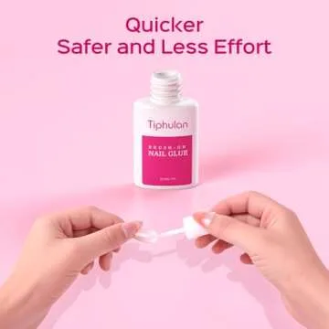 TIPHULAN 7ml Brush On Nail Glue for Press On, Acrylic Nails - Super Strong, Durable & Long-Lasting, Mess Free, Travel Friendly, 0.23 oz