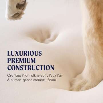 PupRug Orthopedic Dog Bed for Large Dogs with Fluffy Soft Faux Fur and Memory Foam for Joint Pain Re...